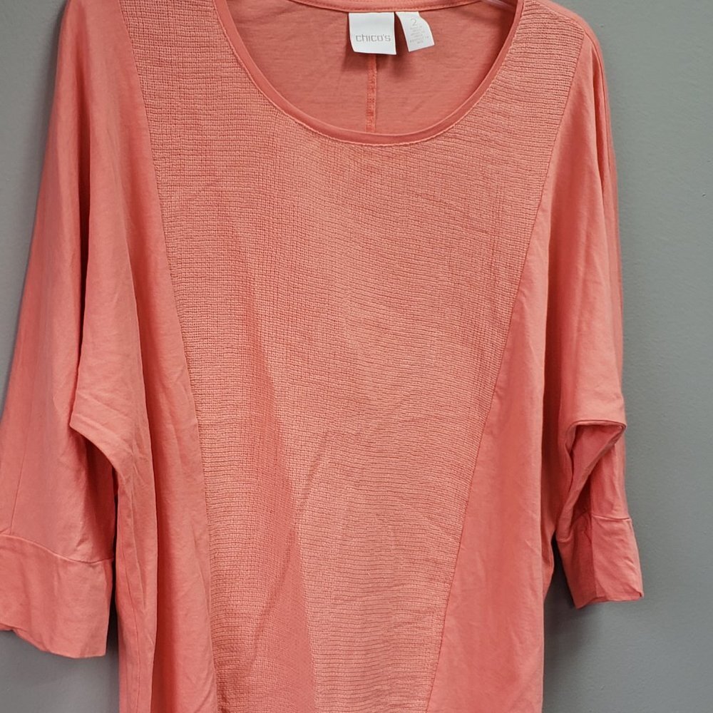 Chico's Blouse Medium or Chico sz 2 Coral - Picture 2 of 5